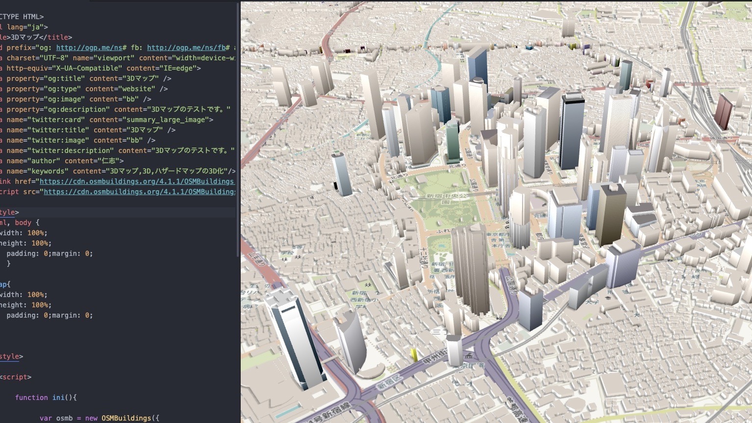 都市空間の3Dマップを作りました。