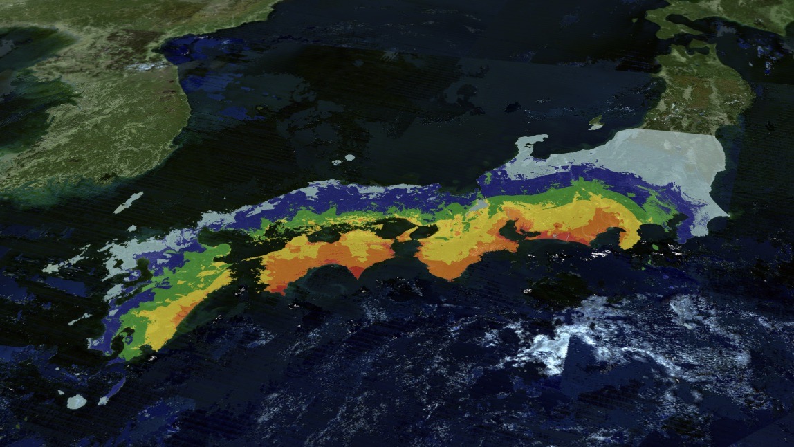 南海トラフ地震の震度マップを可視化
