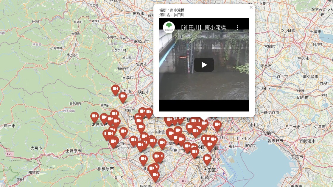 東京都河川ライブカメラマップの作成